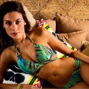 Cia Martitima Gypsy wrap halter top and shirred bottom